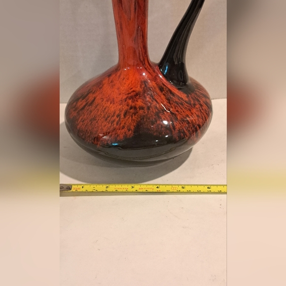 Vintage Canuck Pottery Pitcher Evangeline Ware Lava Drip Glaze In Red/Orange. - Picture 3 of 8